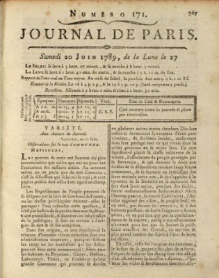 Journal de Paris 〈Paris〉 Samstag 20. Juni 1789