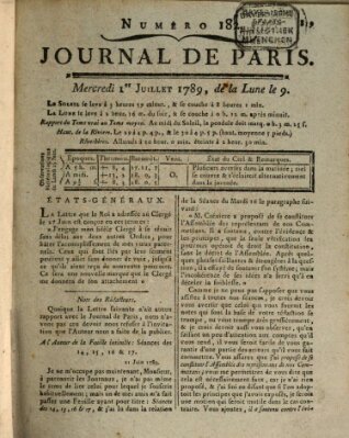 Journal de Paris 〈Paris〉 Mittwoch 1. Juli 1789