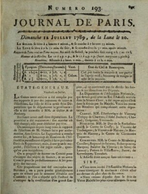 Journal de Paris 〈Paris〉 Sonntag 12. Juli 1789