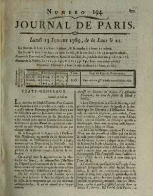 Journal de Paris 〈Paris〉 Montag 13. Juli 1789