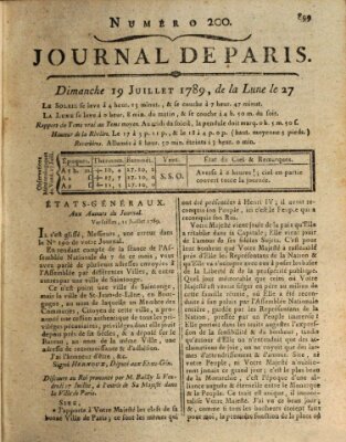 Journal de Paris 〈Paris〉 Sonntag 19. Juli 1789