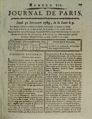 Journal de Paris 〈Paris〉 Donnerstag 30. Juli 1789