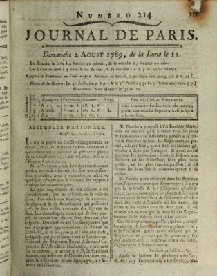 Journal de Paris 〈Paris〉 Sonntag 2. August 1789