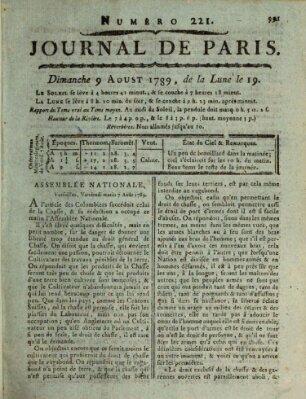 Journal de Paris 〈Paris〉 Sonntag 9. August 1789