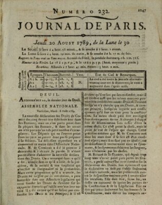 Journal de Paris 〈Paris〉 Donnerstag 20. August 1789