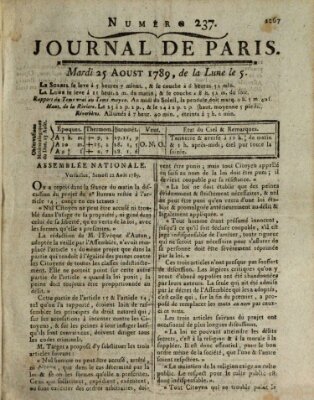 Journal de Paris 〈Paris〉 Dienstag 25. August 1789