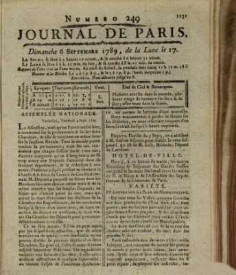 Journal de Paris 〈Paris〉 Sonntag 6. September 1789