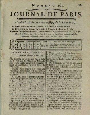 Journal de Paris 〈Paris〉 Freitag 18. September 1789