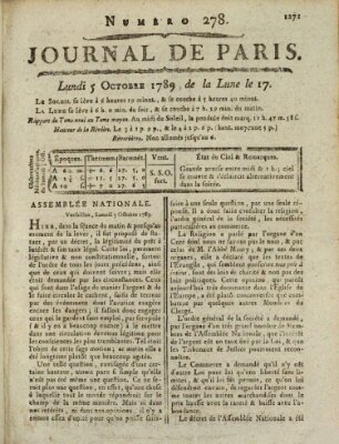 Journal de Paris 〈Paris〉 Montag 5. Oktober 1789