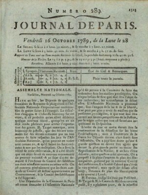 Journal de Paris 〈Paris〉 Freitag 16. Oktober 1789