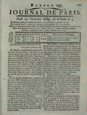 Journal de Paris 〈Paris〉 Donnerstag 22. Oktober 1789