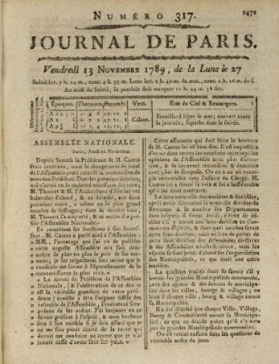 Journal de Paris 〈Paris〉 Freitag 13. November 1789