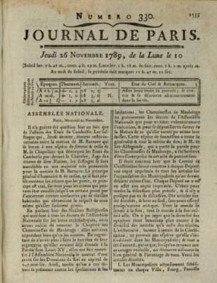 Journal de Paris 〈Paris〉 Donnerstag 26. November 1789