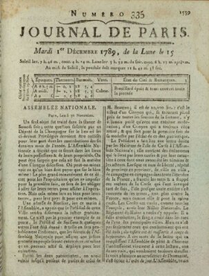 Journal de Paris 〈Paris〉 Dienstag 1. Dezember 1789