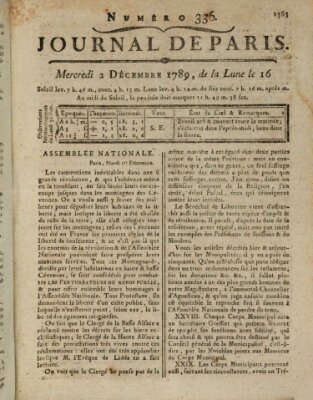 Journal de Paris 〈Paris〉 Mittwoch 2. Dezember 1789