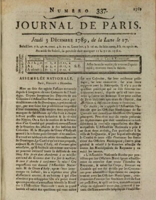 Journal de Paris 〈Paris〉 Donnerstag 3. Dezember 1789