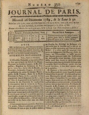 Journal de Paris 〈Paris〉 Mittwoch 16. Dezember 1789