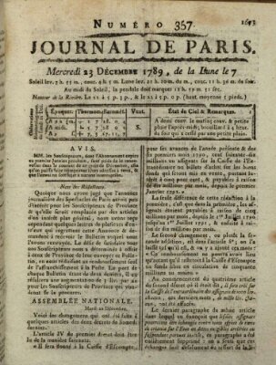 Journal de Paris 〈Paris〉 Mittwoch 23. Dezember 1789