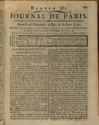 Journal de Paris 〈Paris〉 Samstag 26. Dezember 1789