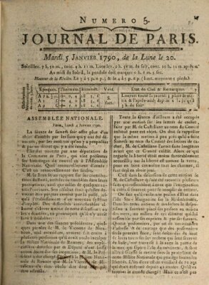 Journal de Paris 〈Paris〉 Dienstag 5. Januar 1790