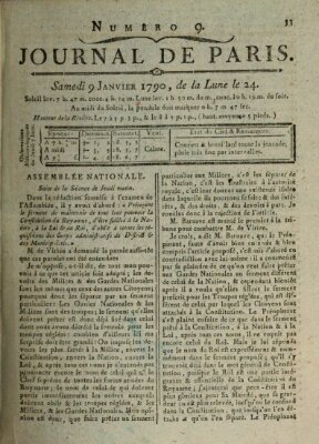 Journal de Paris 〈Paris〉 Samstag 9. Januar 1790