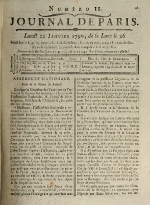 Journal de Paris 〈Paris〉 Montag 11. Januar 1790