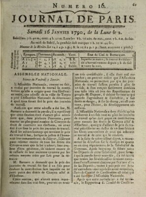 Journal de Paris 〈Paris〉 Samstag 16. Januar 1790