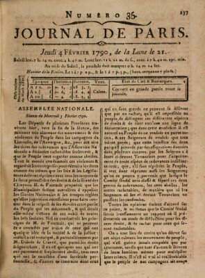 Journal de Paris 〈Paris〉 Donnerstag 4. Februar 1790