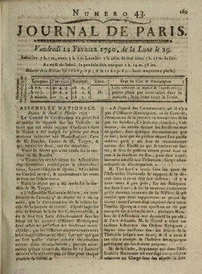 Journal de Paris 〈Paris〉 Freitag 12. Februar 1790