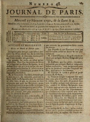 Journal de Paris 〈Paris〉 Mittwoch 17. Februar 1790