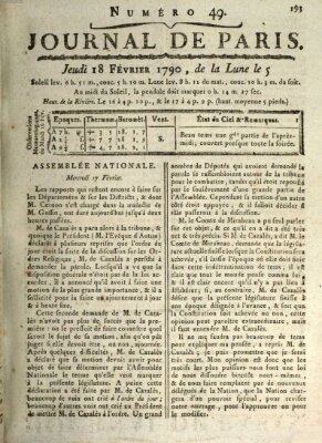 Journal de Paris 〈Paris〉 Donnerstag 18. Februar 1790