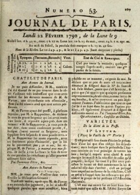 Journal de Paris 〈Paris〉 Montag 22. Februar 1790