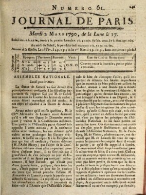 Journal de Paris 〈Paris〉 Dienstag 2. März 1790