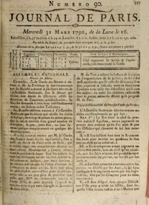 Journal de Paris 〈Paris〉 Mittwoch 31. März 1790