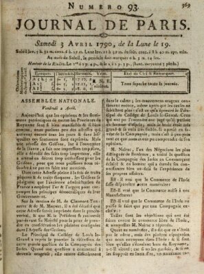 Journal de Paris 〈Paris〉 Samstag 3. April 1790