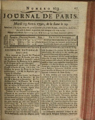 Journal de Paris 〈Paris〉 Dienstag 13. April 1790