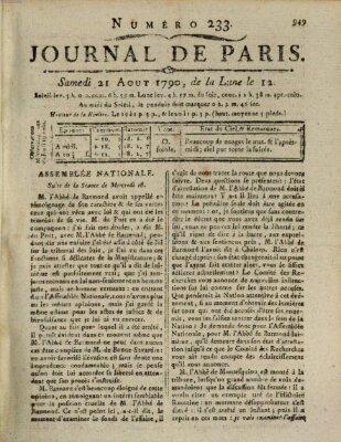 Journal de Paris 〈Paris〉 Samstag 21. August 1790