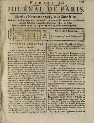 Journal de Paris 〈Paris〉 Dienstag 16. November 1790