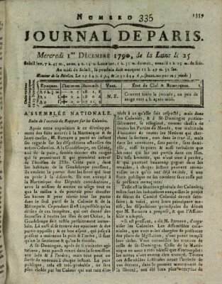 Journal de Paris 〈Paris〉 Mittwoch 1. Dezember 1790