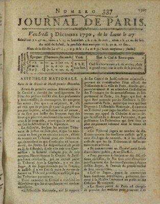 Journal de Paris 〈Paris〉 Freitag 3. Dezember 1790