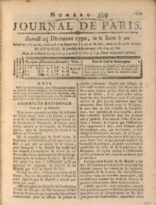 Journal de Paris 〈Paris〉 Samstag 25. Dezember 1790