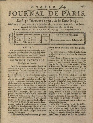 Journal de Paris 〈Paris〉 Donnerstag 30. Dezember 1790