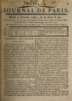 Journal de Paris 〈Paris〉 Dienstag 4. Januar 1791