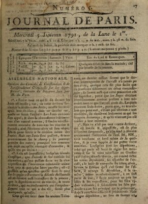 Journal de Paris 〈Paris〉 Mittwoch 5. Januar 1791