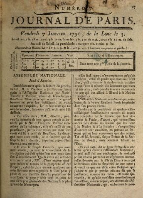 Journal de Paris 〈Paris〉 Freitag 7. Januar 1791