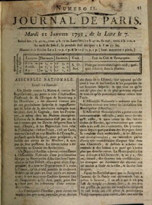 Journal de Paris 〈Paris〉 Dienstag 11. Januar 1791