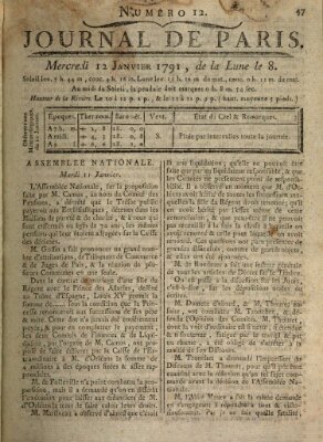 Journal de Paris 〈Paris〉 Mittwoch 12. Januar 1791