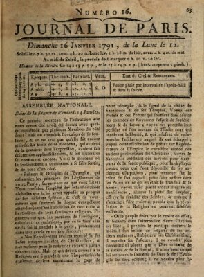 Journal de Paris 〈Paris〉 Sonntag 16. Januar 1791