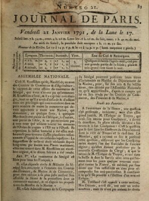 Journal de Paris 〈Paris〉 Freitag 21. Januar 1791