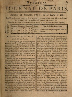 Journal de Paris 〈Paris〉 Samstag 22. Januar 1791